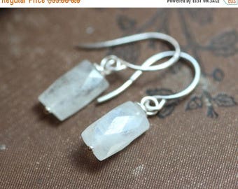 SALE Rainbow Moonstone Earrings Rustic Jewelry Sterling Silver White Gemstone Jewelry