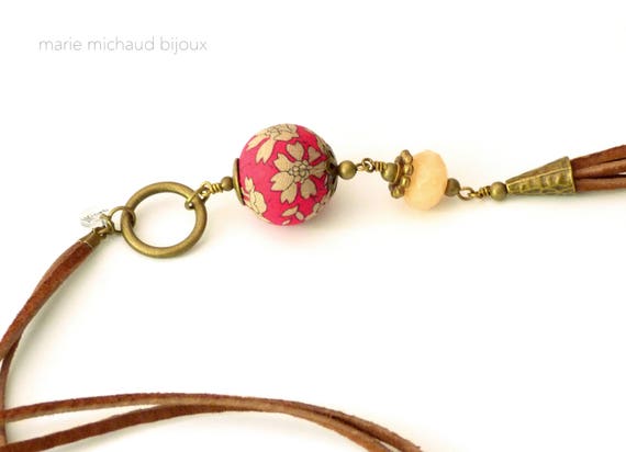Liberty necklace,Leather necklace,Tassel necklace,Long leather necklace,Textile necklace,Summer necklace,Summer jewelry,Liberty jewelry