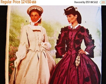 on SALE 25% Off Historical Womens Civil War Dress Pattern Gone With The Wind Dress Costume Sewing Pattern Misses size 12 14 16 UNCUT
