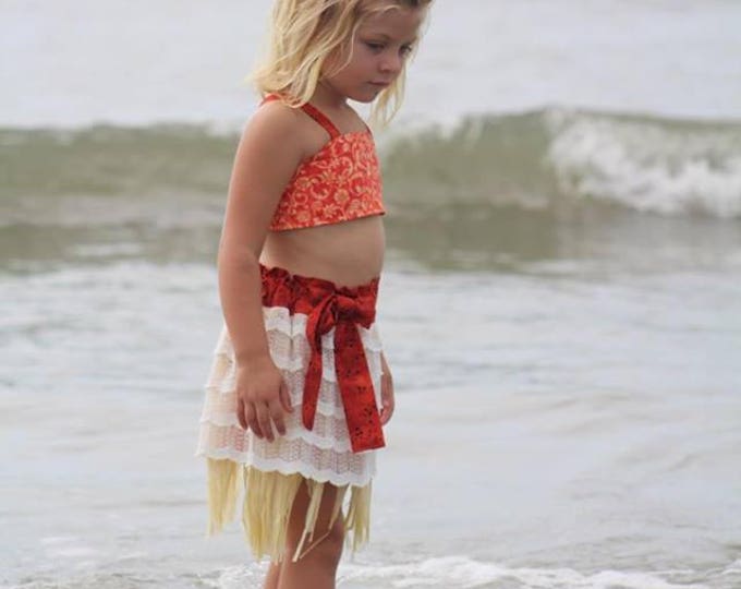 Moana Costume - Moana Dress - Moana Toddler Costume - Moana Birthday Outfit - Moana Grass Skirt - Seashell Necklace - 12 months to 8 years