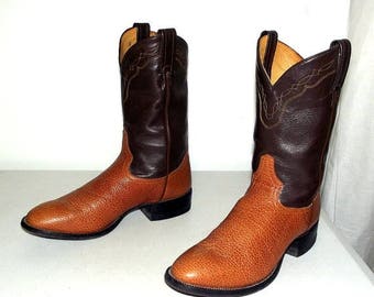 Two tone brown Tony Lama cowboy boots size 8.5 D or womens size 10