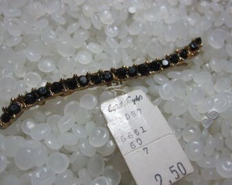 vintage barrette beautiful pronged black glass bobby pin, new old stock, Lord and Taylors