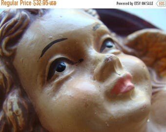 ONSALE Rare Stunning Antique Santos Hand painted Hand Carved Cherub Angel Western Germany