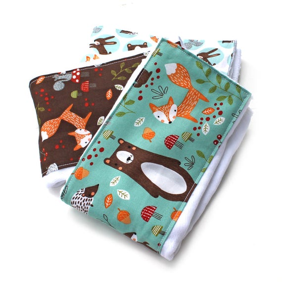 Burp Cloths - Woodland Burp Cloths - Animal Burp Cloth / Baby Clothes- Set of 3 // Cotton Diaper Burp Cloth / Baby Shower Gift / Foxes