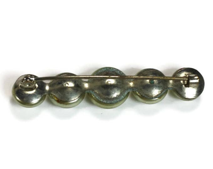 Grey Faux Pearl Bar Pin Simulated Pearls Vintage