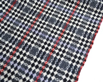 Vintage Wool Fabric - Plaid Geometric Stripe - 58 x 35