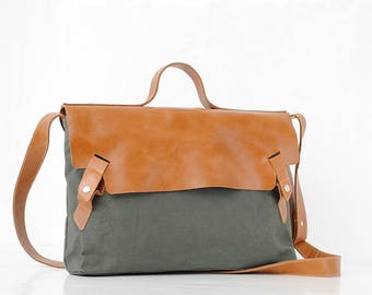 Satchel leather Messenger bag Mens Women Unisex Leather