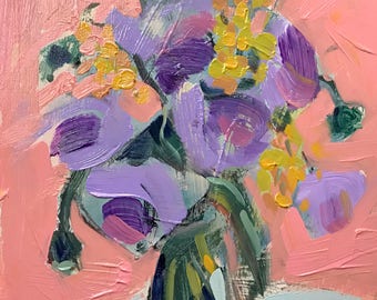 Purple Poppie Original Still Life Floral Oil Painting by Angela Moulton