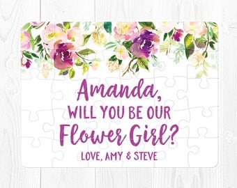 Flower Girl Proposal Card Will You Be Our Flower Girl Puzzle Proposal Purple Flower Girl Gift Card Purple Flower Girl Card Personalized