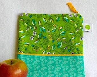 On Sale Reusable Sandwich / Snack Bag - 7.5" x 7.5"- Food safe PUL lined, Zippered, Machine Washable