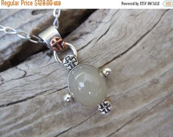 ON SALE Medieval Catseye moonstone necklace in sterling silver