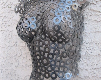 Metal Wall art sculpture abstract torso by Holly Lentz