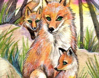 Baby fox painting | Etsy