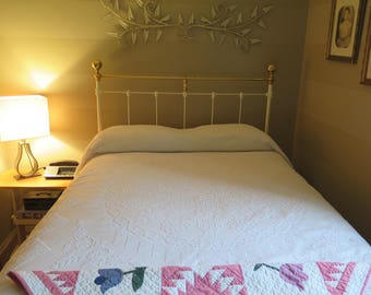 Vintage Hobnail Chenille Bedspread, Chenille Cotton Bedspread, White Hobnail Chenille Comforter