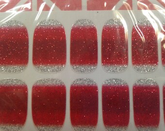 Red Ombre Glitter Nail Wraps