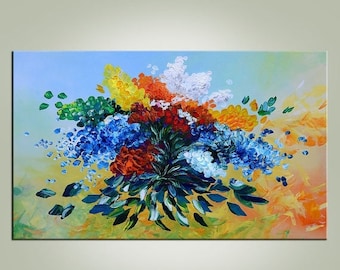70% OFF ORIGINAL Oil Painting Impasto painting Flowers painting oil on canvas painting modern painting Palette Knife Bright Textured ART Ma