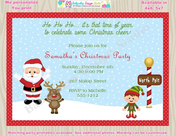 Holiday party invitation invite children's Christmas party