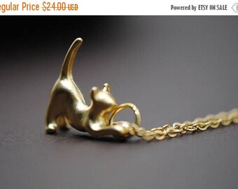SALE - Kitty Cat Necklace Gold - Purrrfection, Cat Lover's Necklace, 14k Gold filled Necklace, Animal Necklace, Pet Charm