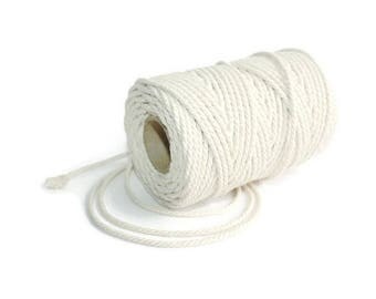 3 mm Cotton Rope = 1 Spool = 50 Meter = 55 Yards Natural and Elegant COTTON Twisted CORD - Macrame cord - Not bleached - No chemicals
