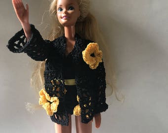 Private Listing for Toria- Black Barbie Swimsuit & Coverup with Yellow Moonflowers