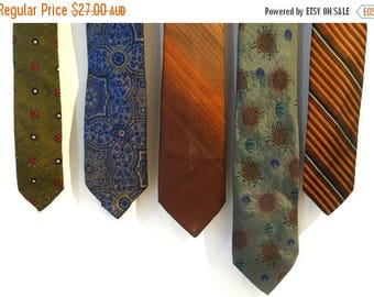 ON SALE Vintage retro 1960's designer men's ties, silk ties, thin ties