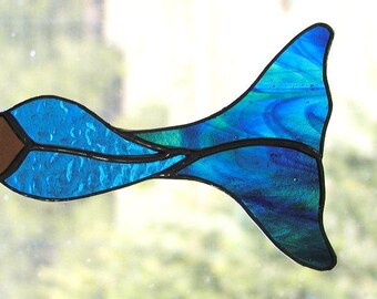 Ocean Mermaid Stained Glass Suncatcher,Beach Decor,Glass Mermaid, Sea Shells,Goddess,Mermaid Tail,Siren,Home & Living,Home Decor,Decorative