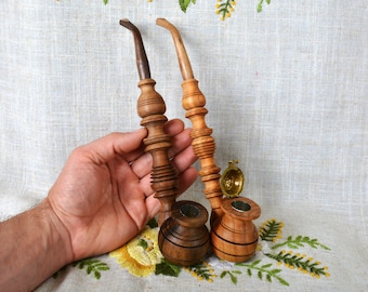 Two smoking pipes Wooden pipe carved tobacco smoking pipes Long pipe Wood pipes Tobacco pipe Wood pipe Carved smoking pipes Tobacco pipes P9