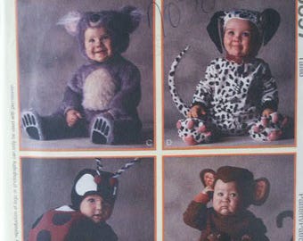 UNCUT Animals McCall's Ladybug Monkey Koala Bear & Dalmation Costumes Child Unisex Girl Boy Halloween Costumes 8897 Sewing Pattern Size 2
