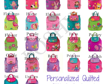 Monogrammed Stephen Joseph Quilted Backpack / Children and Toddler Backpack / Personalized / Choose from 42 Patterns / Boys and Girls