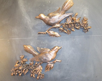 Pair of Vintage Syroco Coppercraft Guild Wall Mount Bird Plaques