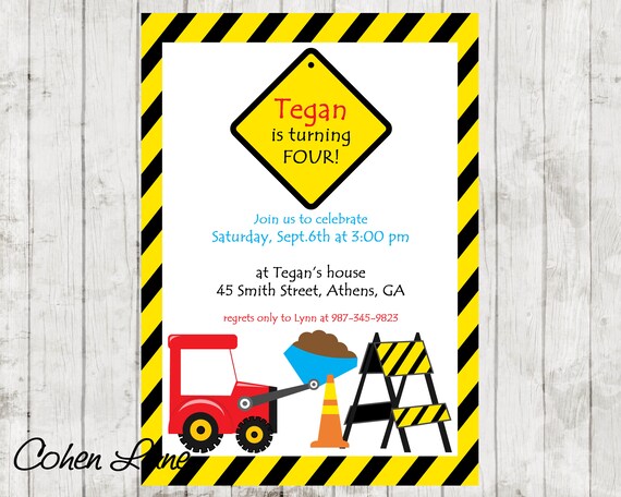 Construction Invite. Under Construction Invite. Tractor Invite. Construction Party Invite. Birthday Invite. Digital Invite. Il_570xn