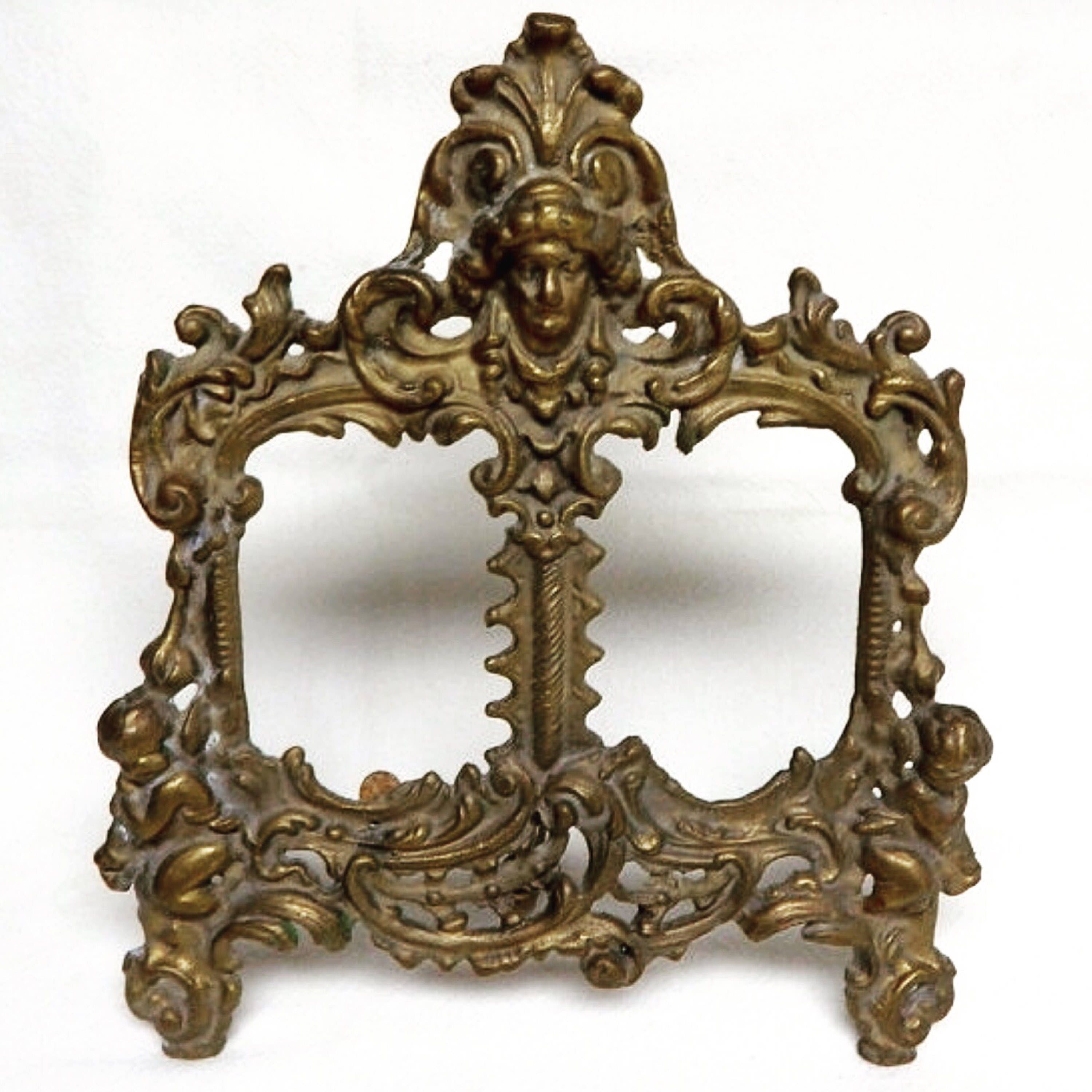 Sale Vintage Brass Cherub Ornate Double Picture Frame