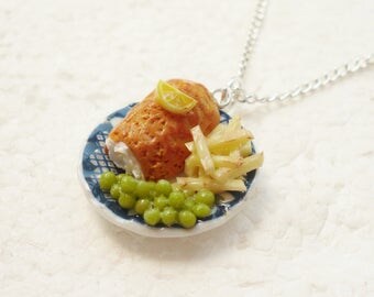 Fish And Chips Pendant. Polymer Clay.