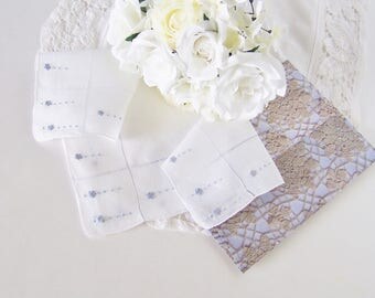 Bride's Hanky, Something Old and Something Blue Embroidered Wedding Handkerchief, Bridal Shower Gift with Complimentary Gift Envelope