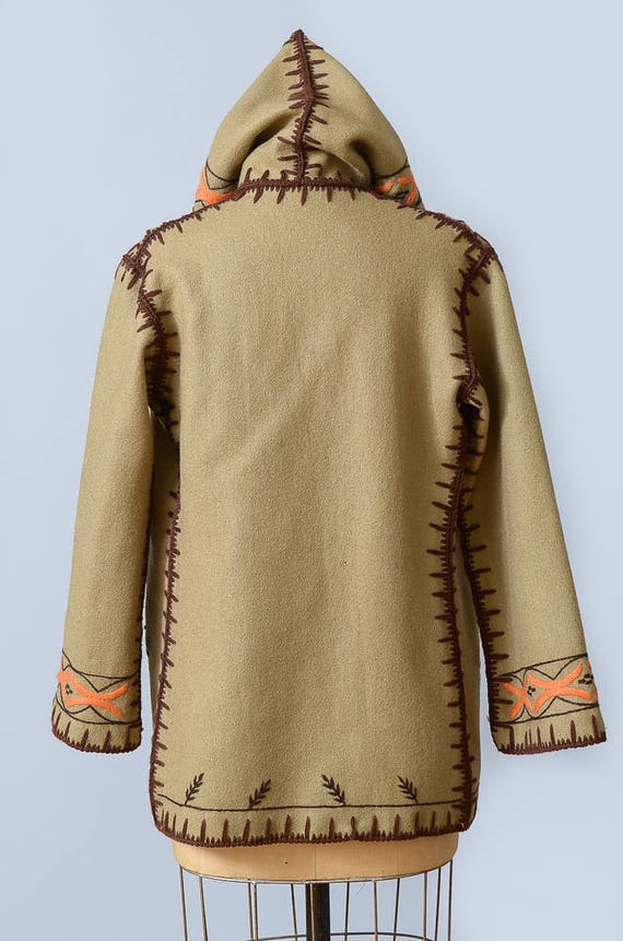 70s Hooded Wool Embroidered Festival Bohemian Hippie Jacket