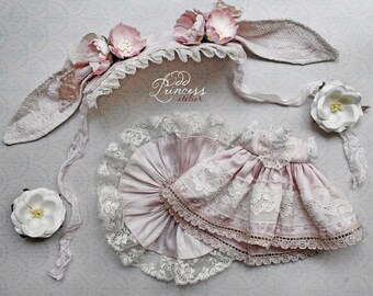 Luxury Pink Silk Bunny Set "Love At First Sight" For Blythe/Pullip Dolls By Odd Princess, Special Set
