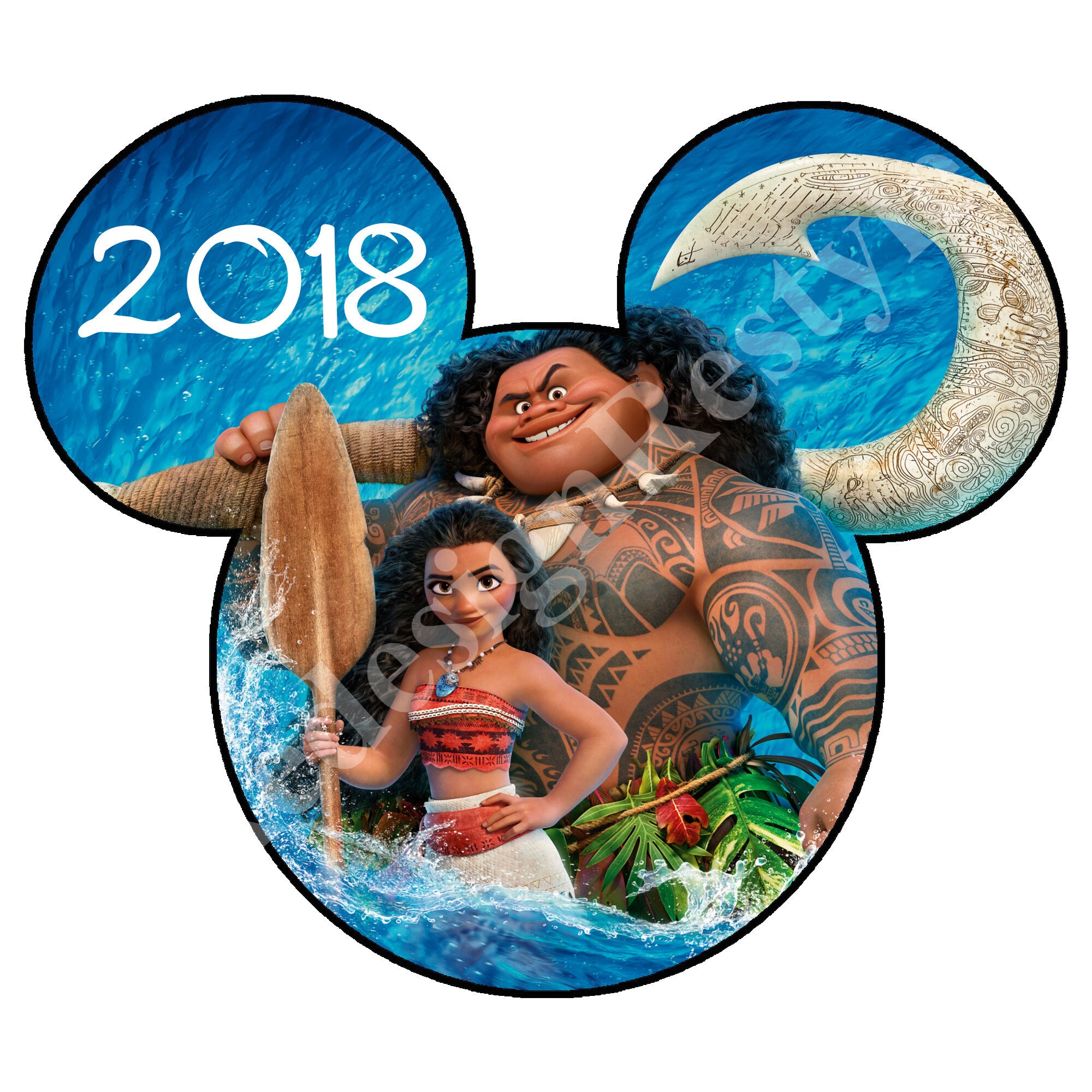 2018 Disney Mickey Mouse Moana Inspired Iron-On Digital File from 