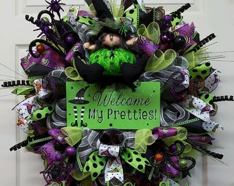 Halloween Wreath, Halloween Decor, Halloween Witch Wreath, Witch Wreath,Witch Decor,Halloween Party