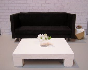 1:12 scale Modern Dollhouse Coffee Table in Bright White