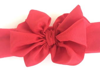 Red baby headband - red chiffon bow headband, baby headband, newborn headband, baby bow headband, baby girl headband, red headband