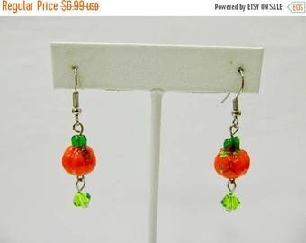 ON SALE Vintage Hand Blown Glass Beaded Pumpkin Earrings Item K # 2131