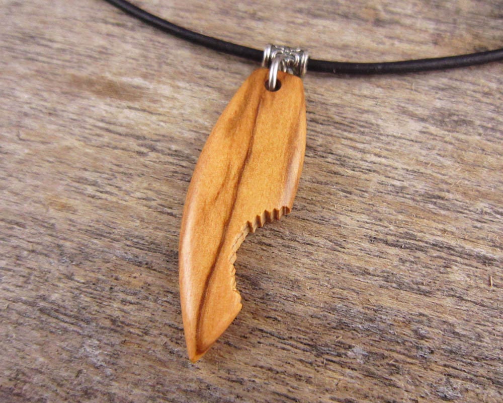 Wood Surfboard Necklace Carved Wood Surfboard Pendant Surfer