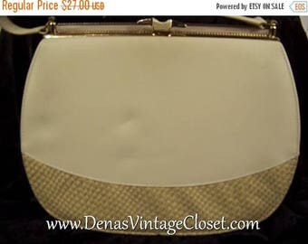 60% OFF Clearance Sale Vintage60s Kelly Style Handbag Purse Ivory Faux Reptile Bag