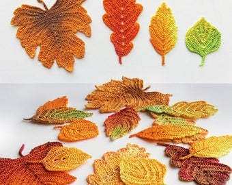 Autumn leaves crochet pattern. Crochet leaf pattern. Crochet fall leaves thanksgiving decor. Autumn wedding, leaf appliques.