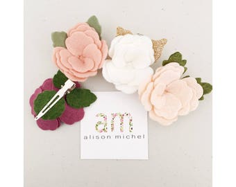 Felt Flower Hair Clip || Flower Clip || Hair Clip || Felt Flowers || Party Favors || Bridal Party Gift || CHOOSE YOUR COLORS