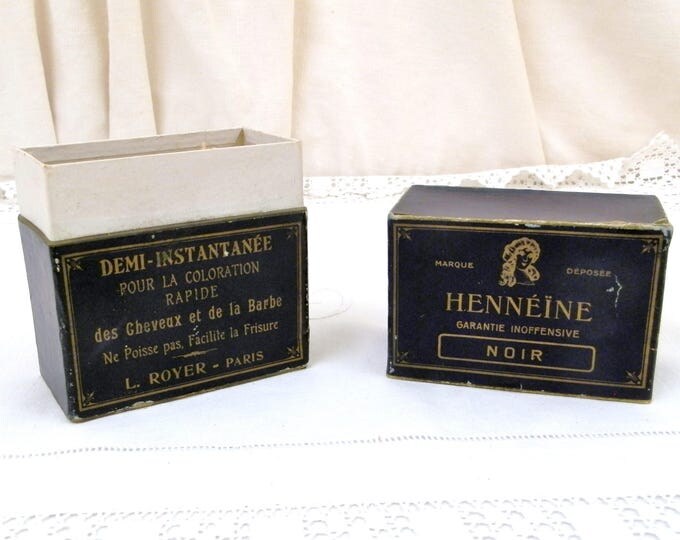Antique French Box Originally Contained Hair and Beard Black Dye "Hennéine" by L.Royer Paris, Vintage Hair Styling From France, Collectible
