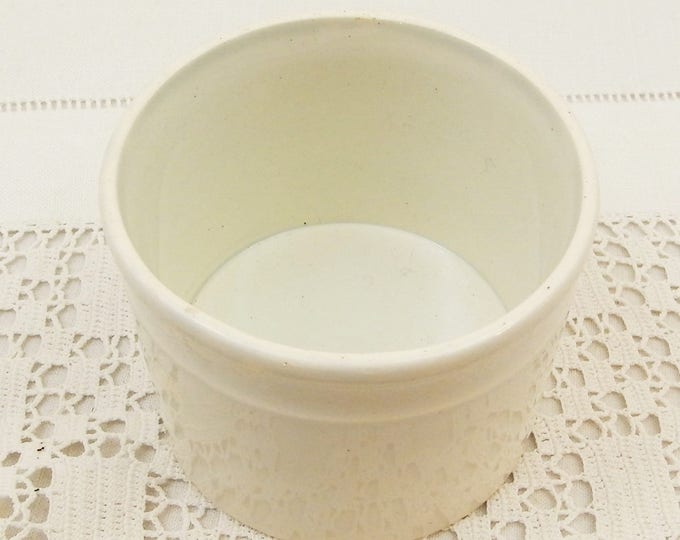 Small Antique French White Glazed Confit Pot by Creil et Montereau Faience, Earthenware Pate Rillette Bowl, Ceramic Shabby Chic French Decor
