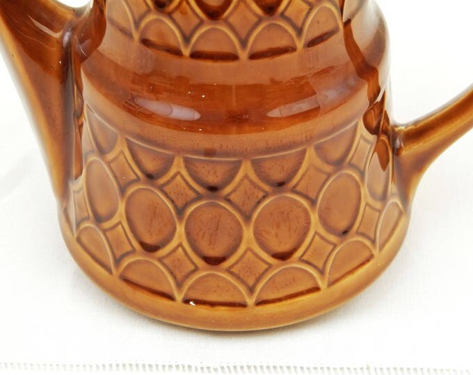 Vintage Mid Century Modern Ceramic Coffee Pot with Geometric Pattern, 1960s Pottery Tea Pot, Retro Kitchen Decor