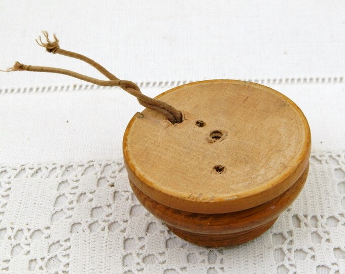 Antique French Turned Wooden Doorbell with Ceramic Switch, Wood Door Bell, Front Door Intercom Switch, Vintage Electricity Components