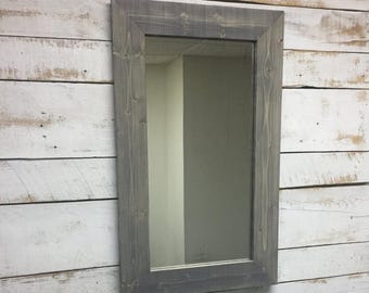 ON SALE Rustic Mirror - Rustic Decorative Mirror -Bathroom Mirror-Vanity Mirror- Wooden Mirro -Wood Mirror-Wall Mirror-Mirror-Weathered Wood